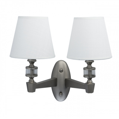 Kinkiet dwa, białe klosze, ramiona satynowy nikiel MW-LIGHT Neoclassic 700022602