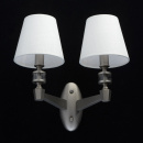 Kinkiet dwa, białe klosze, ramiona satynowy nikiel MW-LIGHT Neoclassic 700022602