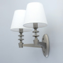 Kinkiet dwa, białe klosze, ramiona satynowy nikiel MW-LIGHT Neoclassic 700022602