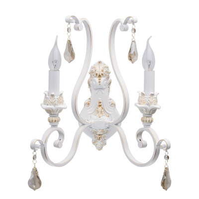 Kinkiet klasyczny jak podwójny świecznik, złocenia i kryształy CHIARO Country 639022902