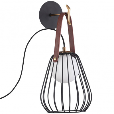 Kinkiet klatka na skórzanym pasku Indiana Maytoni Modern MOD544WL-01B