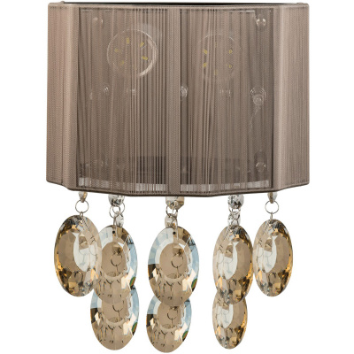 Kinkiet LED brązowy klosz i kryształy MW-LIGHT Elegance 465022805