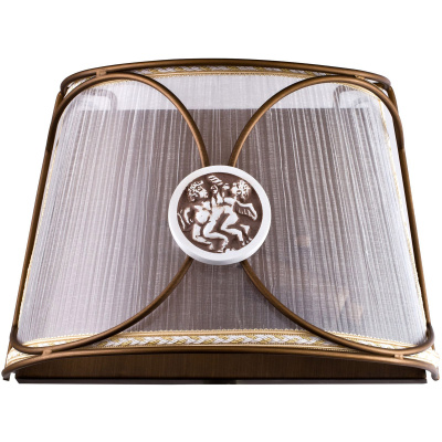 Kinkiet Letizia brązowa, zaokrąglona rama, biała tkanina Maytoni Classic ARM365-01-R