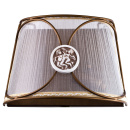 Kinkiet Letizia brązowa, zaokrąglona rama, biała tkanina Maytoni Classic ARM365-01-R