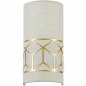 Kinkiet lniany ze złotą, geometryczną ramką Messina Maytoni Classic H223-WL-01-G