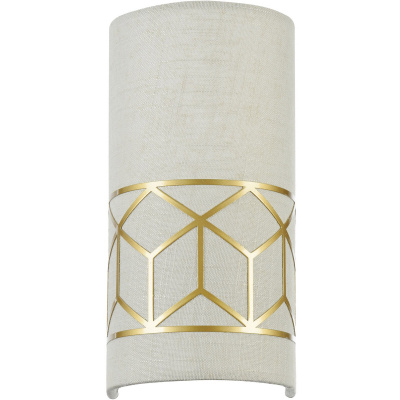 Kinkiet lniany ze złotą, geometryczną ramką Messina Maytoni Classic H223-WL-01-G