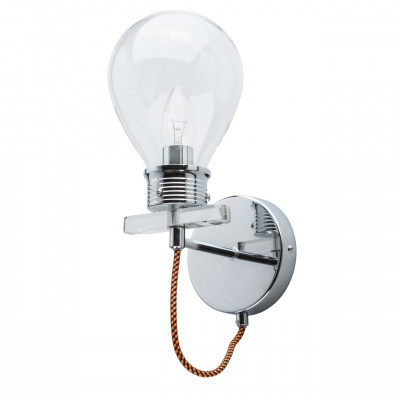Kinkiet Loft o wyglądzie tradycyjnej żarówki, chrom i szklany klosz MW-LIGHT 699020301