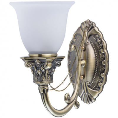 Kinkiet mosiądz antyczny i biały klosz retro MW-LIGHT Classic 347029401