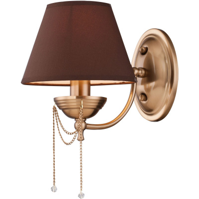 Kinkiet mosiężno-złoty z brązowym abażurem Chester Royal Maytoni Classic RC0100-WL-01-R