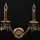 Kinkiet mosiężny na dwie żarówki, ozdobniki - krople kryształowe CHIARO Classic 491021302