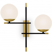 Kinkiet podwóje, białe kule na czarno-złotej podstawie Nostalgia Maytoni Modern MOD048WL-02G