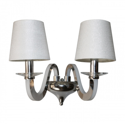 Kinkiet podwójny stal nierdzewna i białe abażury RegenBogen Megapolis 659021402