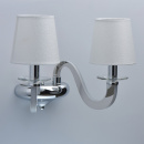 Kinkiet podwójny stal nierdzewna i białe abażury RegenBogen Megapolis 659021402