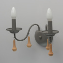 Kinkiet podwójny z drewnianymi zawieszkami MW-LIGHT Loft 697020602