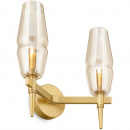 Kinkiet podwójny złoty z bursztynowymi kloszami Lita Maytoni H002WL-02G