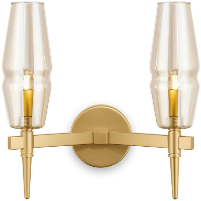 Kinkiet podwójny złoty z bursztynowymi kloszami Lita Maytoni H002WL-02G