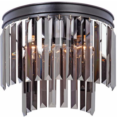 Kinkiet prostokątne, czarne kryształy, czarna podstawa Vitaluce VE5157-1/3A