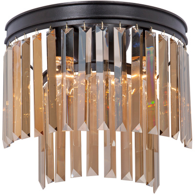 Kinkiet prostokątne kryształy, czarna podstawa Vitaluce VE5156-1/3A