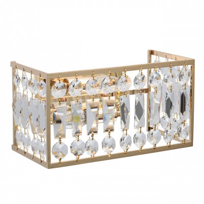 Kinkiet prostokątny, złoty z kryształami Monarch MW-LIGHT Crystal 121021902