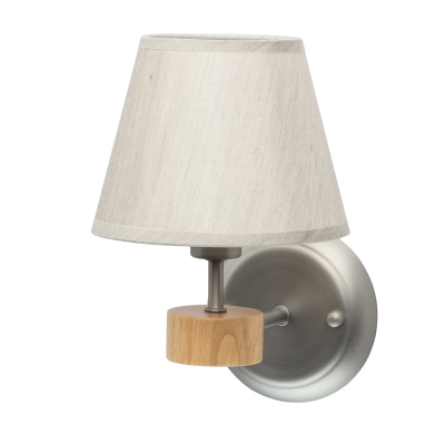Kinkiet satynowy z materiałowym kloszem i drewnianym dekorem MW-LIGHT Megapolis 693021801