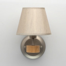 Kinkiet satynowy z materiałowym kloszem i drewnianym dekorem MW-LIGHT Megapolis 693021801