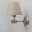 Kinkiet satynowy z materiałowym kloszem i drewnianym dekorem MW-LIGHT Megapolis 693021801