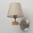 Kinkiet satynowy z materiałowym kloszem i drewnianym dekorem MW-LIGHT Megapolis 693021801