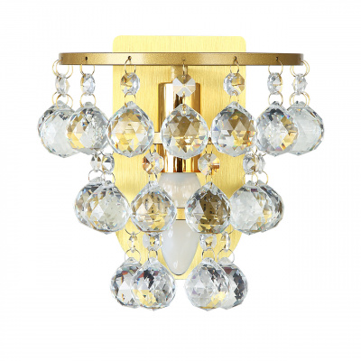 Kinkiet - szczotkowane złoto i kryształowe zawieszki MW-LIGHT Crystal 276024901