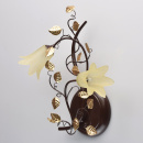 Kinkiet w stylu kwiatowym, dwa szklane klosze i złote liście CHIARO Flora 343020702