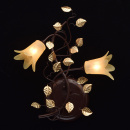 Kinkiet w stylu kwiatowym, dwa szklane klosze i złote liście CHIARO Flora 343020702