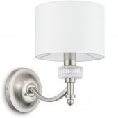 Kinkiet z białym abażurem i szklanym dekorem, niklowany Alicante Maytoni MOD014WL-01N