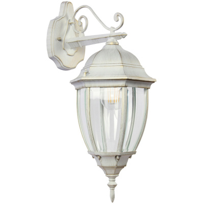 Kinkiet zewnętrzny biały, złota patyna, klasyczny Fabur Street MW-LIGHT 804020901