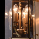 Kinkiet zewnętrzny styl antyczny, 4 żarówki, mosiądz i szkło CHIARO 802020504