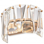 Kinkiet złoty, szklany do salonu Puntes Maytoni MOD043WL-01G