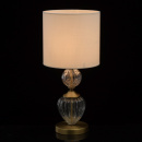 Klasyczna lampa stołowa do sypialni, antyczny mosiądz i biały klosz CHIARO 619031001