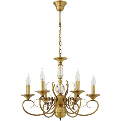 Klasyczny 6-ramienny żyrandol z mosiądzu i oprawami w kształcie świec Chiaro 481010106
