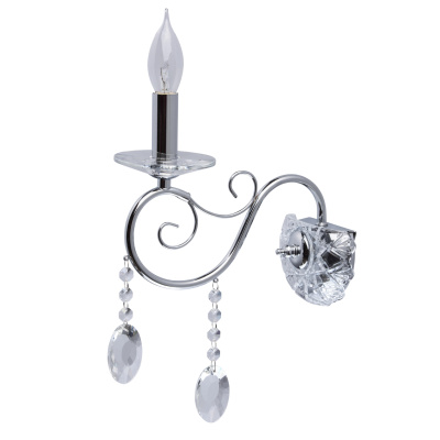 Klasyczny kinkiet w kształcie świecy, chrom, kryształowe krople MW-LIGHT Crystal 373022001