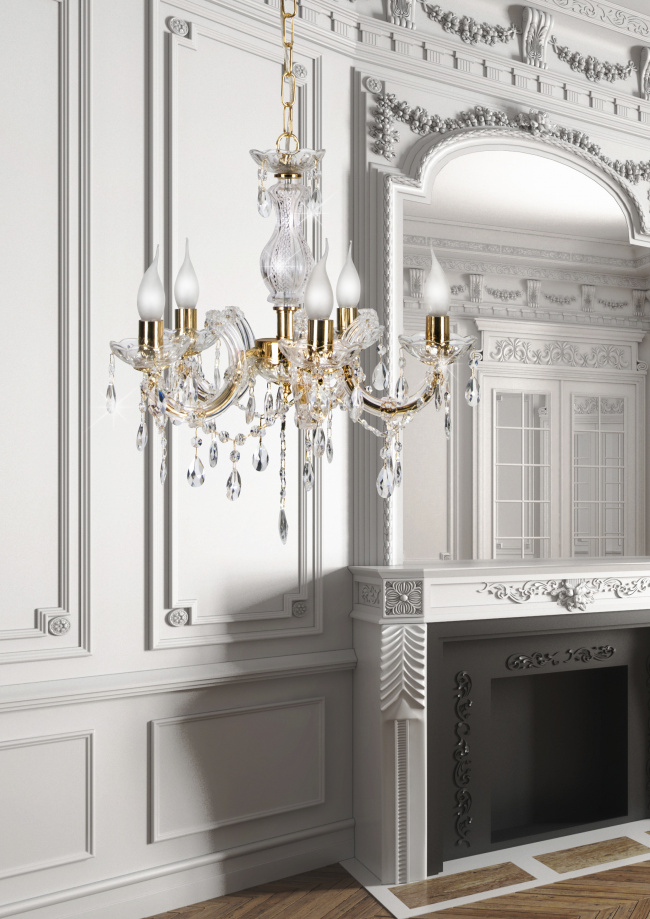 Klasyczny żyrandol kryształowy na 5 żarówek