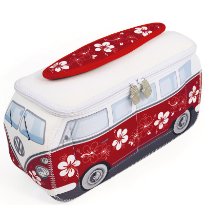 Kosmetyczka neoprenowa VW T1 Bus surfing, flower, czerwona BR-BUNE41