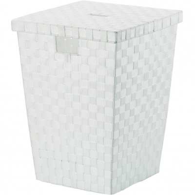 Kosz biały na pranie z pokrywą, plecionka Alvaro Kela KE-23071