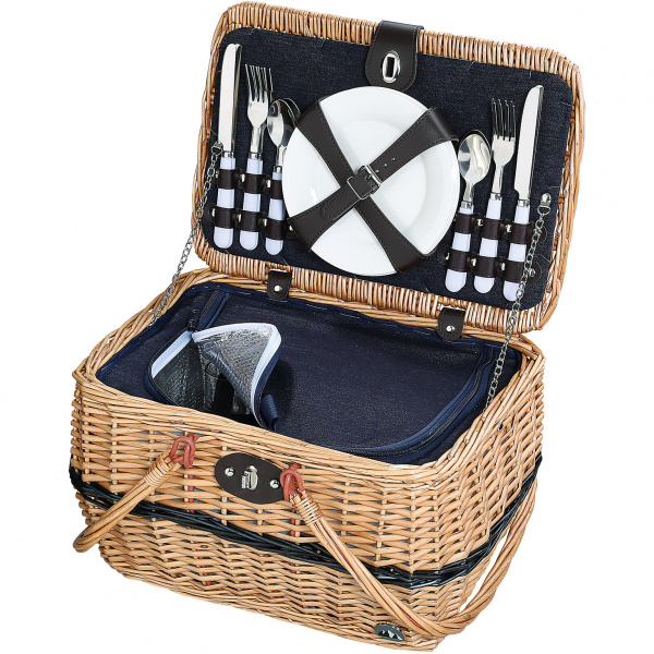 Kosz piknikowy, wiklinowy Idro dla 4 osób Cilio jasnobrązowy