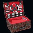 Kosz piknikowy wiklinowy z wyposażeniem dla 4 osób czerwone wnętrze Cilio Luino CI-155884