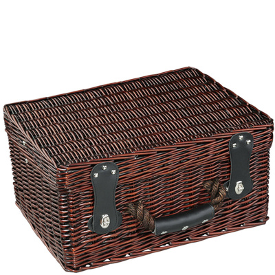 Kosz piknikowy wiklinowy z wyposażeniem dla 4 osób czerwone wnętrze Cilio Luino CI-155884