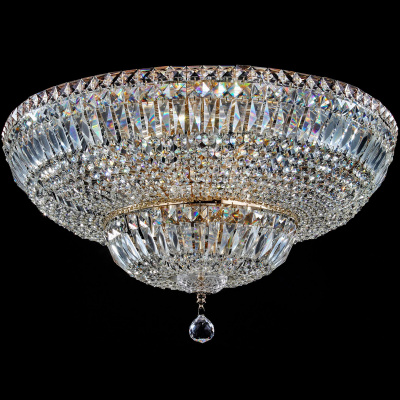 Kryształowa, okrągła lampa sufitowa, złota konstrukcja Basfor Maytoni Classic DIA100-CL-16-G