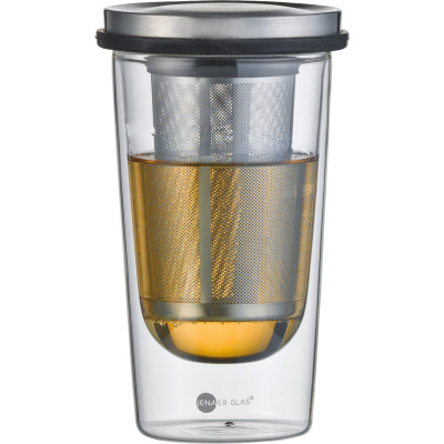 Kubek izolowany ze stalowym zaparzaczem do herbaty Primo Jenaer Glas SH-116576-1