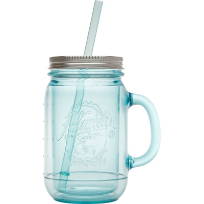 Kubek - słoik ze słomką na napoje Aladdin Mason 0,4 Litra błękitny AL-10-01716-008