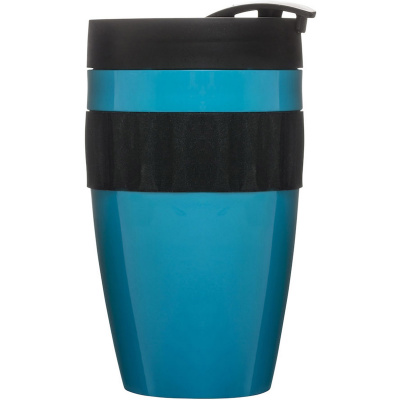 Kubek termiczny z silikonową opaską To Go Cafe Sagaform turkusowo-czarny SF-5017156