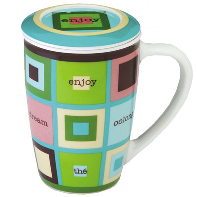 Kubek z pokrywką MSC Trend Tea kwadraty MS-40024