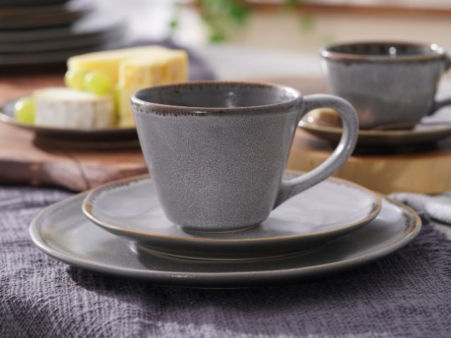 kubek ceramiczny szary, reactive glaze