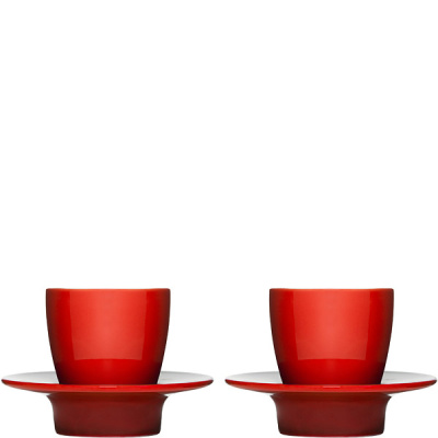Kubki do espresso z podstawkami Club Sagaform czerwony SF-5015916